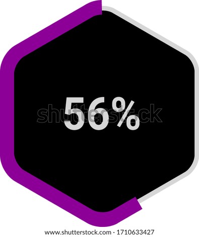 hexagon percentage diagram showing 56% ready-to-use for web design, user interface (UI) or infographic - indicator with purple and black