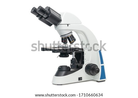 microscope isolated on white background, science and technology concept Royalty-Free Stock Photo #1710660634