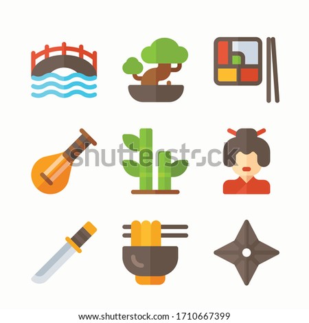 Simple Set Japan Vector Color Icons. Color with Editable strok