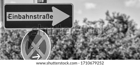 Einbahnstrasse sign in Berlin. One way in Germany