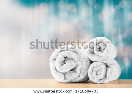 Two folded towels for spa massage. Spa treatment concept