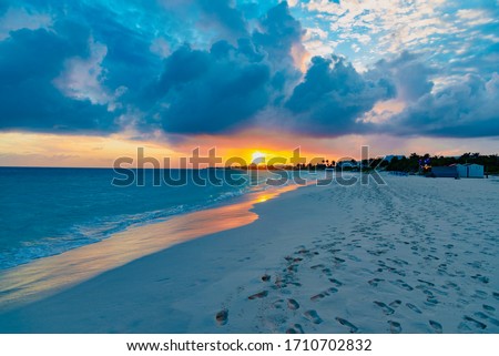 sunset on the beach of Shoal Bay East Anguilla island Caribbean sea