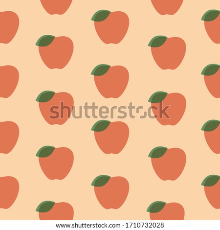 Seamless pattern of red apples. Flat vintage vector illustration
