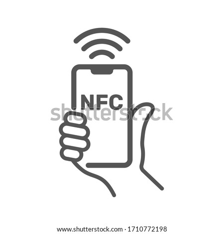 Near field communication, NFC  mobile phone, NFC payment with mobile phone smartphone flat vector icon for apps and websites Royalty-Free Stock Photo #1710772198