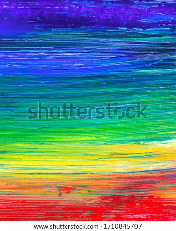 Brush stroke in rainbow colors colorful background. Symbol of childhood or equality. Square format