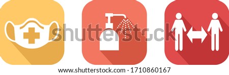 Icons of barrier gestures to protect against the Covid-19 virus Royalty-Free Stock Photo #1710860167
