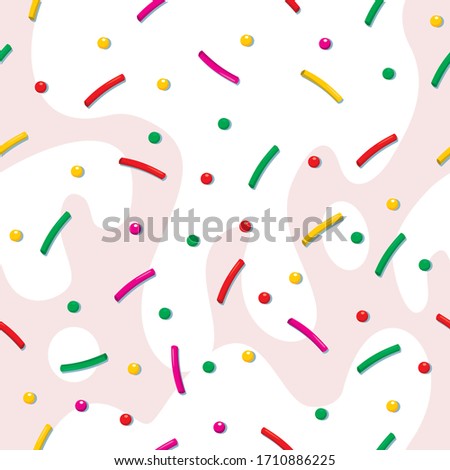 donut glaze with multicolored sprinkles seamless texture vector