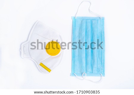 Protective respirator and mask n95 on a white background