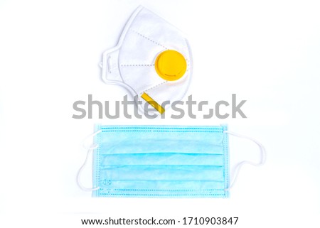 Protective respirator and mask n95 on a white background