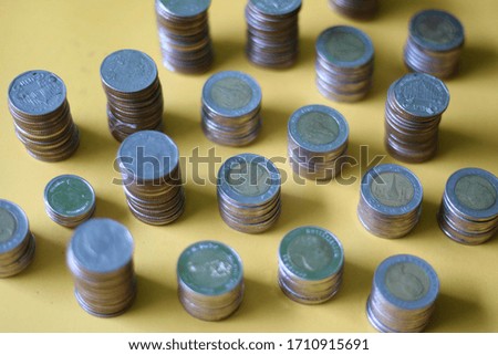 
Close-up of stack of coins