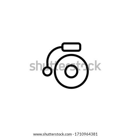 School bell vector icon in linear, outline icon isolated on white background