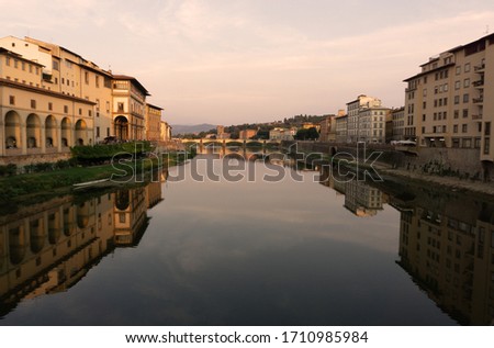 View of the Arno in Florence in the late afternoon.