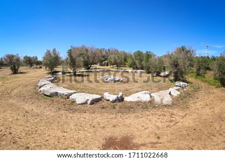 Prehistoric cromlech "Li Scusi" near Minervino, Lecce, Puglia. Italy