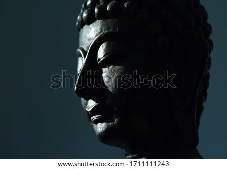 Buddha statue of Buddhism, black scene