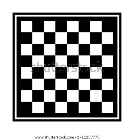 Chess board game on white background. The field on which chess pieces move is called a board. Trendy flat style for graphic design, web-site. EPS 10.