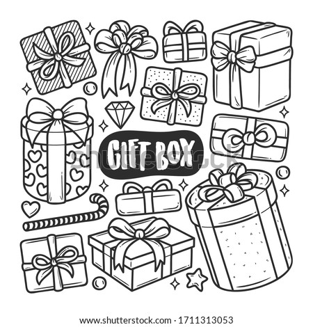 Gift Box Icons Hand Drawn Doodle Coloring Vector