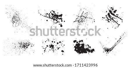 Set of black splatters and stains. Drop and blob of ink. Vector illustration isolated on white background.