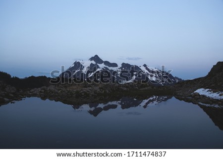 Mountain Reflection on Lake at Blue Hour
