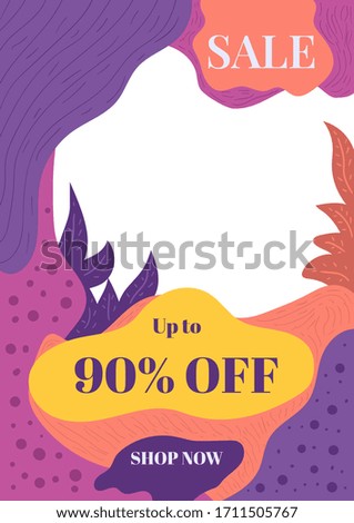 Abstract sale banner hand drawn backgrounds. Social media stories design templates nature. Vertical posters for greeting cards, banners, advertising. Vector illustration