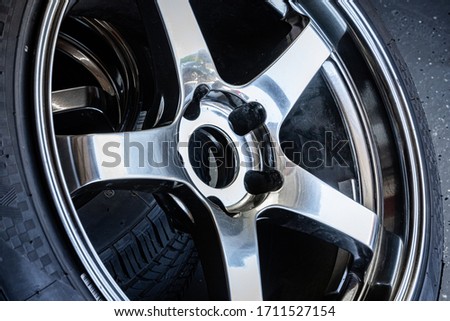 Close Up on Shiny Metal Car Wheel