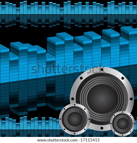 Vector of equalizer and music speakers.  3D effect fully editable.