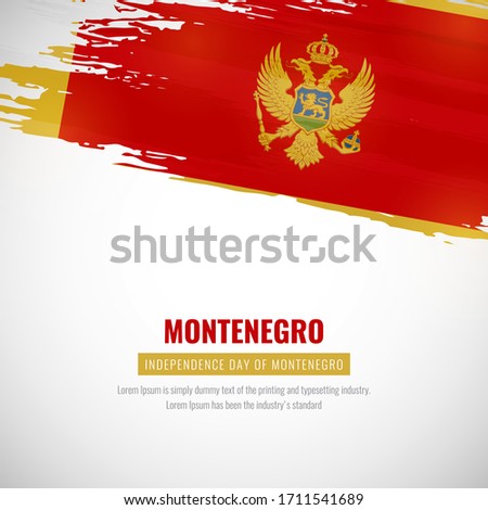 Happy independence day of Montenegro with brush style watercolor country flag background