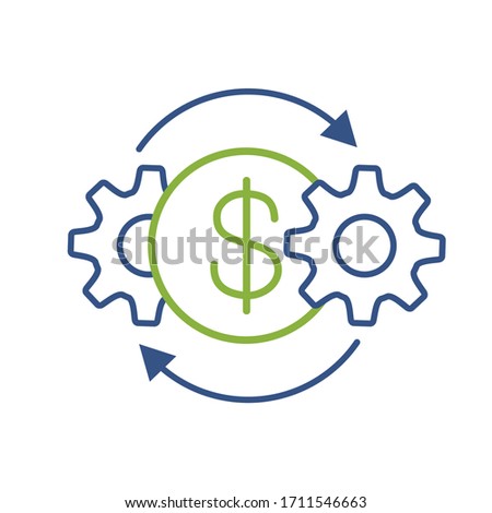 Financial process. Optimization of financial technologies. Vector linear icon isolated on white background.