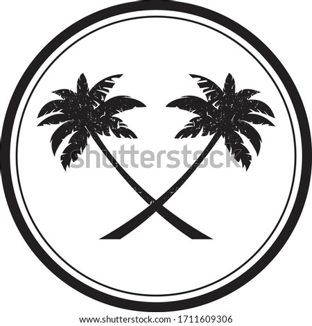 Grunge Palm Trees Vector Logo Design