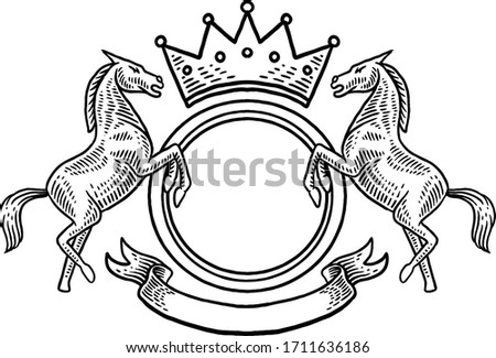 vintage illustration logo with horse ornament decorative