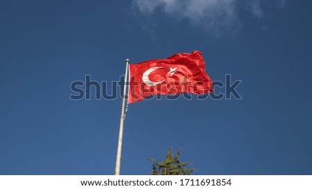 Turkish Flag waving in Istanbul.