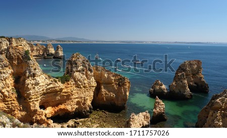 Algarve coast line in Portugal Royalty-Free Stock Photo #1711757026