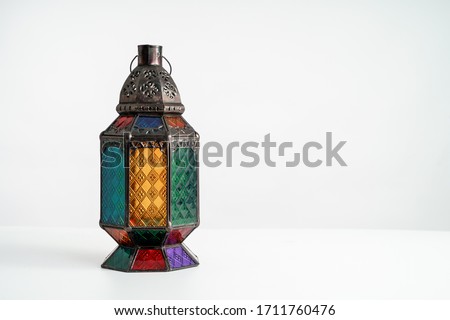 Arabic candle lantern, Ramadan kareem background Royalty-Free Stock Photo #1711760476