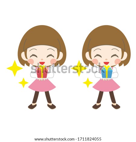 Smiling girl with present box