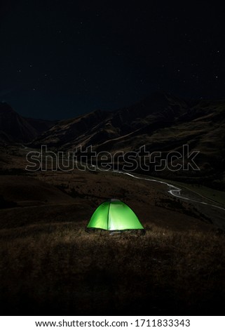Camping in the mountains under the stars 