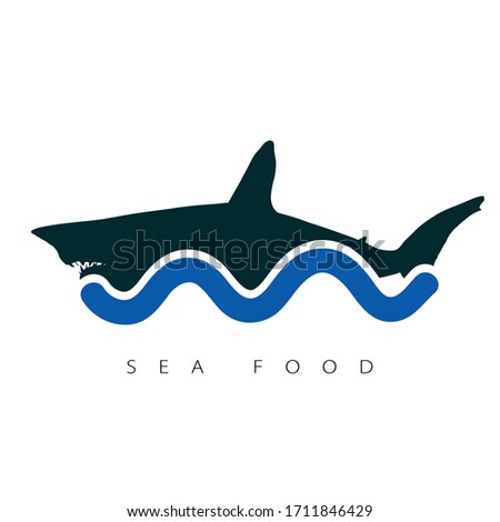 shark sea food illustration in colorful