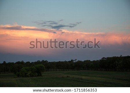 Red blue sunset sky with cloud
