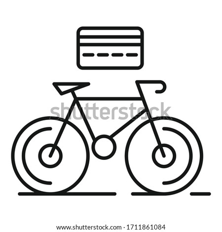 Rent bike credit card icon. Outline rent bike credit card vector icon for web design isolated on white background