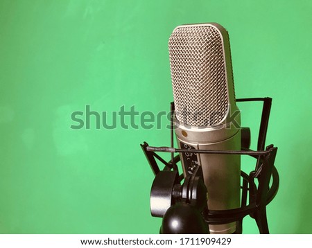 Green screen a professional studio microphone for home recording