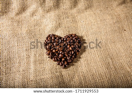 jute sack with heart-shaped beans