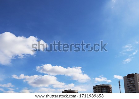 Blue sky background with white clouds. Summer concept. Abstract style for text, design, websites, bloggers, publications, pattern, animation.