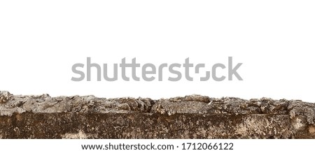 Broken concrete wall isolated on white background with clipping path