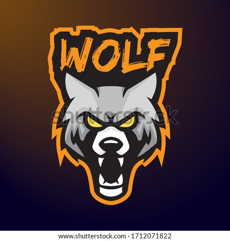Wolf esport character mascot logo design vector template 