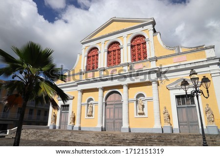 Pointe a Pitre, biggest city of Guadeloupe. Catholic Church of St. Peter and St. Paul, locally known as Cathedral. Royalty-Free Stock Photo #1712151319
