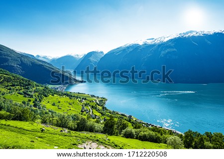 Summer Sognefjord coast at Norway Royalty-Free Stock Photo #1712220508