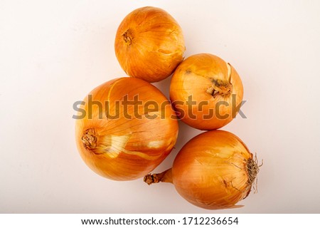 Juicy onions on a white background. Close up.