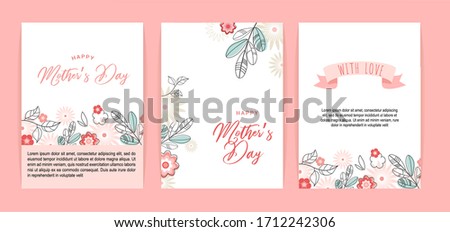 Mother's day greeting card set with flowers background. Happy Mother's day.  vector illustration Royalty-Free Stock Photo #1712242306