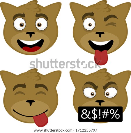 Vector illustration of a cat's face expressions cartoon