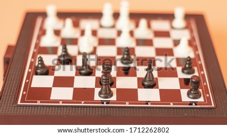 Chess board with pieces. Chess set.