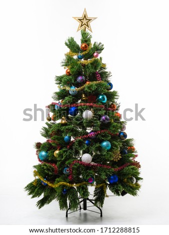 Artificial Christmas tree on a white background
