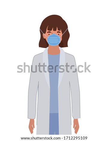 Woman doctor with uniform and mask design of Medical care health emergency aid exam clinic and patient theme Vector illustration